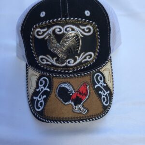 Black cap with white with silver rooster