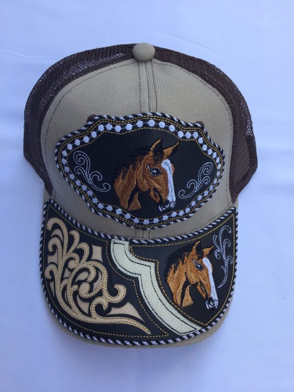 Brown ranch hats with horses