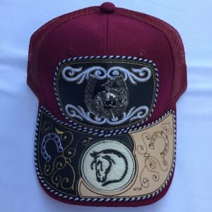 Horse red cap with horseshoe