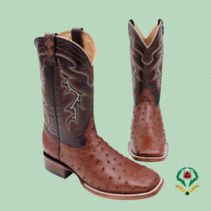 Brown Ostrich Boots - Bulldog Last