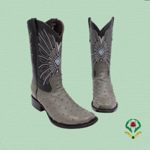 Gray Ostrich Boots - Last Dubai