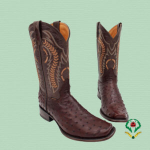 Brown ostrich boots 1