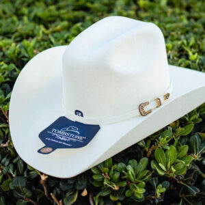 White Tombstone Hat with White Band