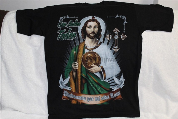 SAN JUDAS TADEO SAINT JUDE CROSS PERDONAME POR MI VIDA LOCA T-SHIRT SHIRT Free Shipping Light