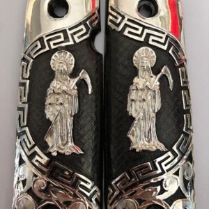 Silver plated government 1911 gun grips Mexican Narco style Cachas Silver San Judas