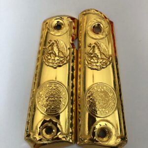 Golden plated govermment 1911 gun grips Mexican Narco style Cachas Golden Centenario