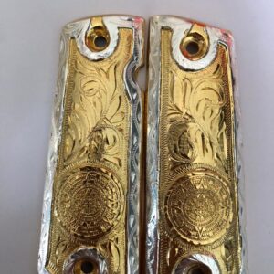 Golden plated govermment 1911 gun grips Mexican Narco style Cachas Golden Icon 2