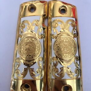 Golden plated govermment 1911 gun grips Mexican Narco style Cachas Golden Icon