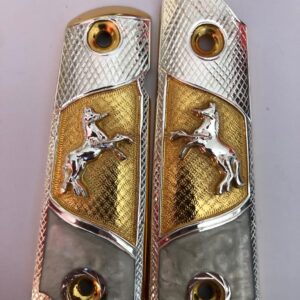 Silver plated govermment 1911 gun grips Mexican Narco style Cachas Silver Horse