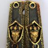 Gold plated govermment 1911 gun grips Mexican Narco style Cachas Golden Skull King Black