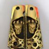 Gold plated govermment 1911 gun grips Mexican Narco style Cachas Golden Skull King Black Edition