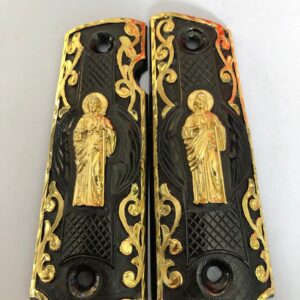 Gold plated govermment 1911 gun grips Mexican Narco style Cachas Golden San Judas Black Edition 4