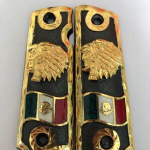 Gold plated govermment 1911 gun grips Mexican Narco style Cachas Golden Redskin