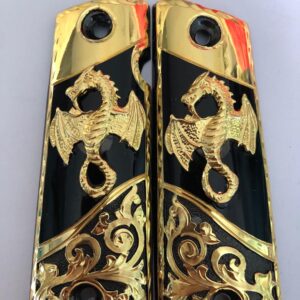 Gold plated govermment 1911 gun grips Mexican Narco style Cachas Golden Dragon