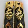 Gold plated govermment 1911 gun grips Mexican Narco style Cachas Golden Horse Circle