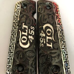 Silver plated govermment 1911 gun grips Mexican Narco style Cachas Colt 45s