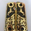 Gold plated govermment 1911 gun grips Mexican Narco style Cachas Golden Horses Black Edition