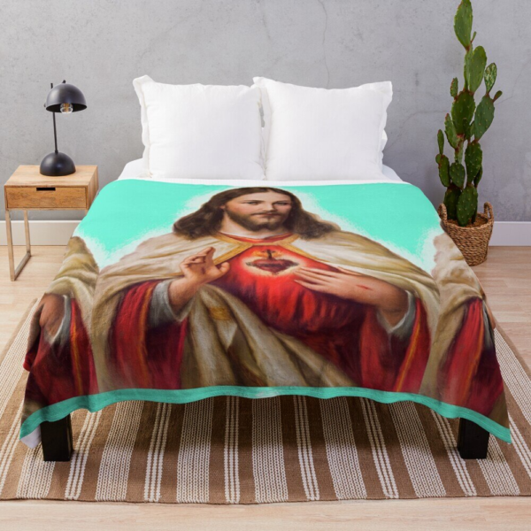 Jesus Christ Painting | Jesus Christ | Marry Christmas | Jesus Christ Sacred Heart Throw Blanket