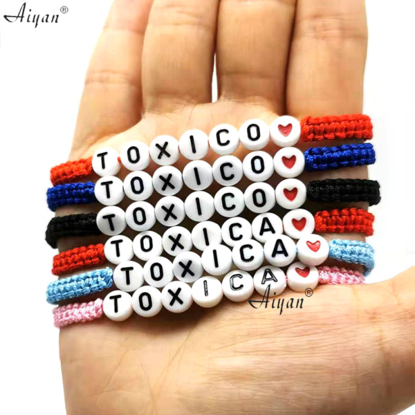 12Pieces Letter Bracelet Toxico and Toxica Pure Hand Woven Bracelet Can Worn by Both Boys and Girls Many Colors Can Choose
