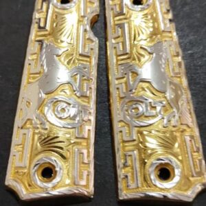 Gold plated gun grip - Colt - Calaberased gun grip - Colt - Caballo Dorado