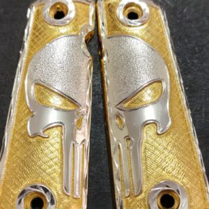 Gold plated gun grip - Colt - Dorado Calabera Plateada 2