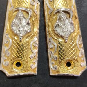 Gold plated gun grip - Colt - Santa Muerte Plateada