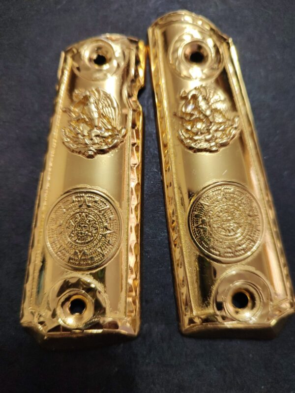 Gold plated gun grip - Colt - Aguila y Moneda