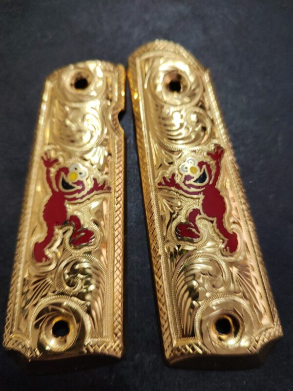 Gold plated gun grip - Colt - Rojo