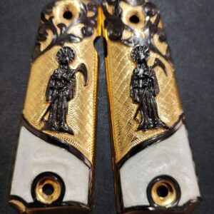 Gold plated gun grip - Colt - Dorado Santa Muerte Negra 2