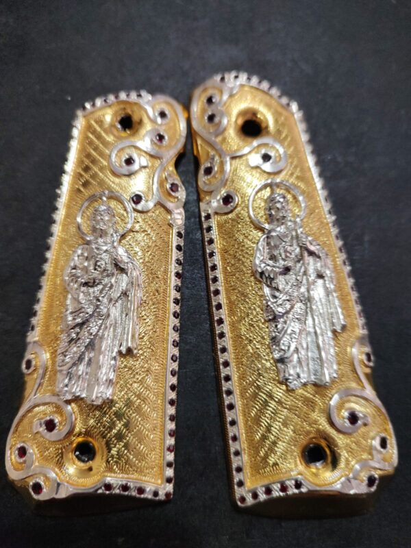 Gold plated gun grip - Colt - Dorado San Judas Plateado