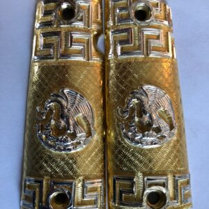 Gold plated gun grip - Colt - Dorado Aguila Mexicana Plateada