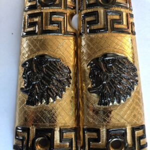 Gold plated gun grip - Colt - Dorado Pielroja Negra