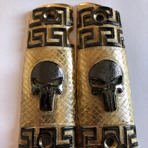 Gold plated gun grip - Colt - Dorado Calabera Negra