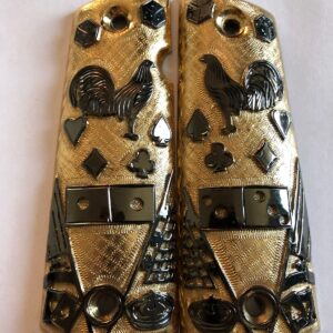 Gold plated gun grip - Colt -Dorado Gallos Negros