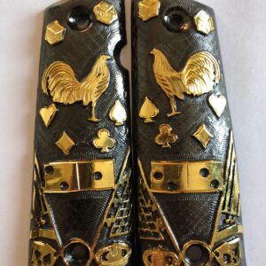 Gold plated gun grip - Colt -Negro Gallo Dorado