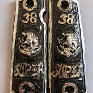 Silver plated gun grip - Colt - Negro y Plateado 38 Aguila de México