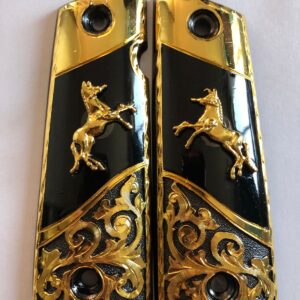 Gold plated gun grip - Colt - Dorado y Negro Caballo Dorado