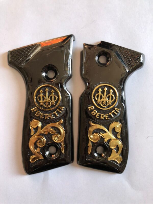 Hand made gun grip - Beretta 92 - Negro con dorado