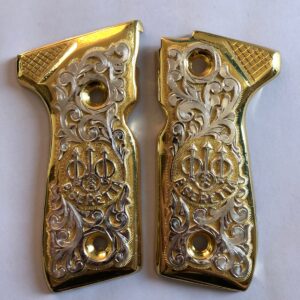 Gold plated gun grip - Beretta 92 - Silver