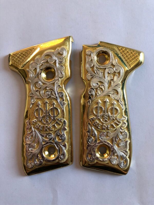 Gold plated gun grip - Beretta 92 - Silver