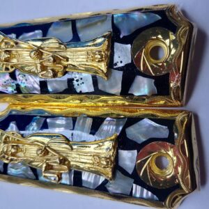 Gold plated gun grip - Colt - Piedras Azules Santa muerte 2