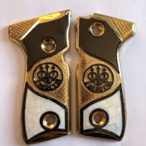 Gold plated gun grip - Beretta 92 - Blanco negro dorado