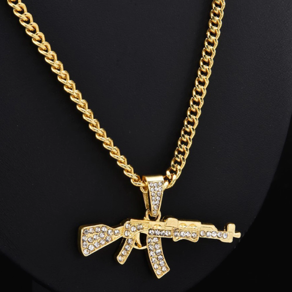 Fashion Gun Pendant Crystal Necklaces Choker for Men 2023 Rhinestone Chain Necklace Women Punk Hip Hop Jewelry Gift