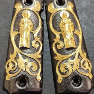 Gold plated gun grip - Colt - Negra San Judas Dorado