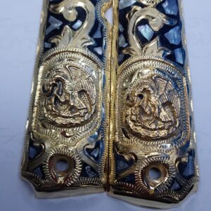 Gold plated gun grip - Colt - Piedras Azules Aguila Mexicana