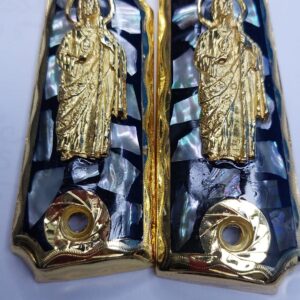 Gold plated gun grip - Colt - Piedras Azules Santa Muerte