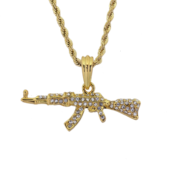 Fashion Cool AK47 Gun Pendant Necklace European Hiphop Jewelry Stainless Steel Chain Necklace