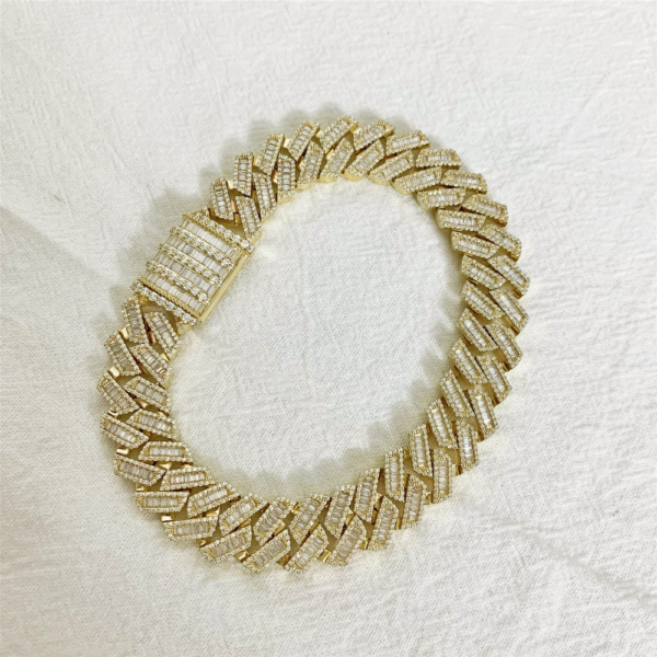 Iced Out 12MM Solid 10K Gold Baguette Moissanite Cuban Bracelet Necklace Miami Cuban Link Chain 10K Real Gold