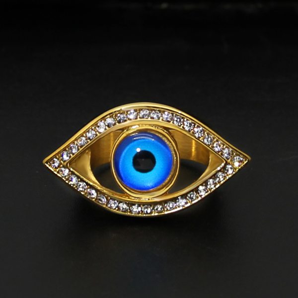 Best Selling 18K Gold Plated Stainless Steel Turkish Eye Ring CZ Evil Eyes Ring for Women