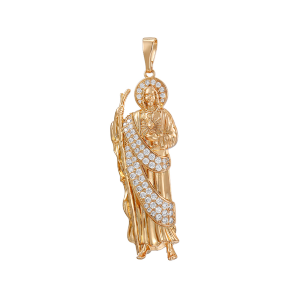 1113 Xuping Saint Jude San Judas Tadeo Pendant White CZ Diamond Pave Our Lady of the Holy Death Santa Muerte Pendants